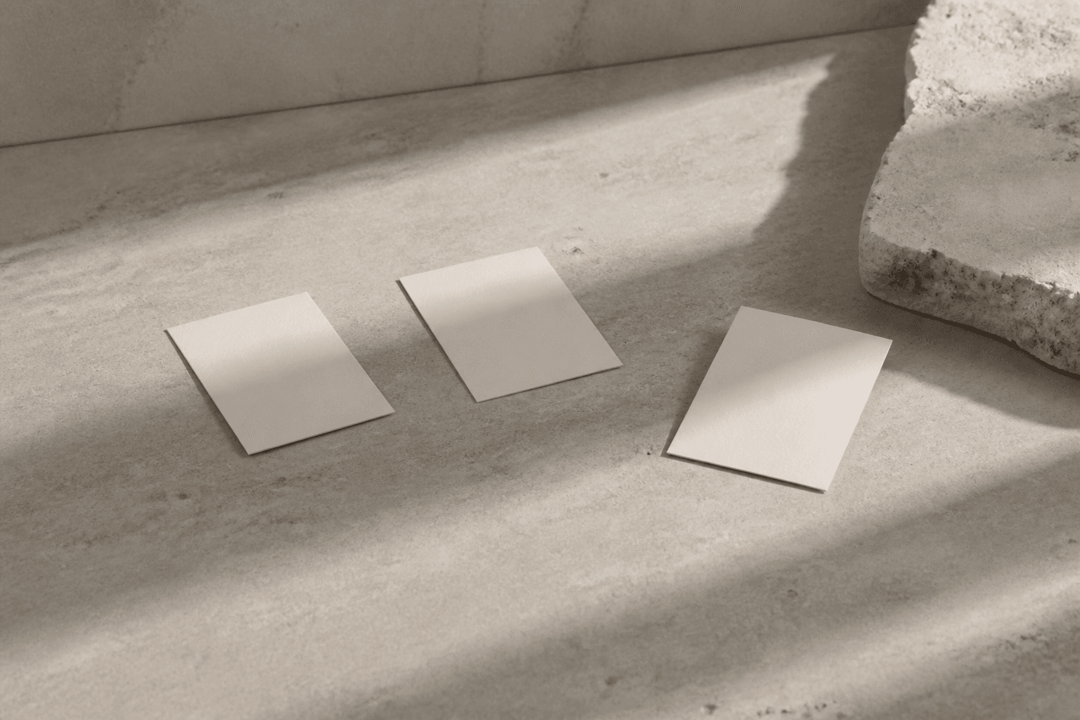 Three blank cards forming a quiet path for an article about AI career discovery with LLMs